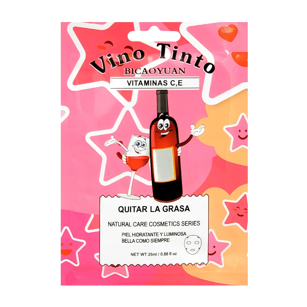 Mascarilla facial hidratante bicaoyuan con extracto de vino tinto, 25…