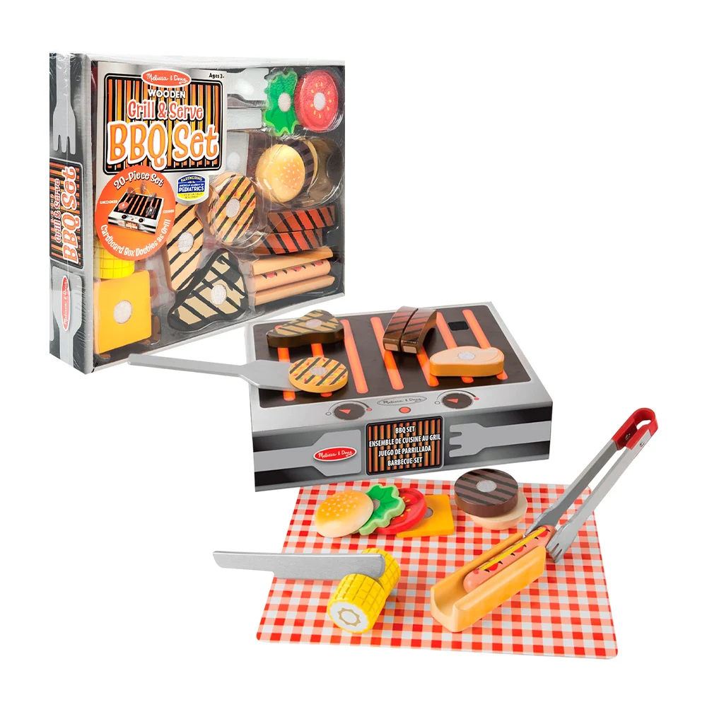 Juego infantil didáctico de madera simulador de parrilla con accesori…
