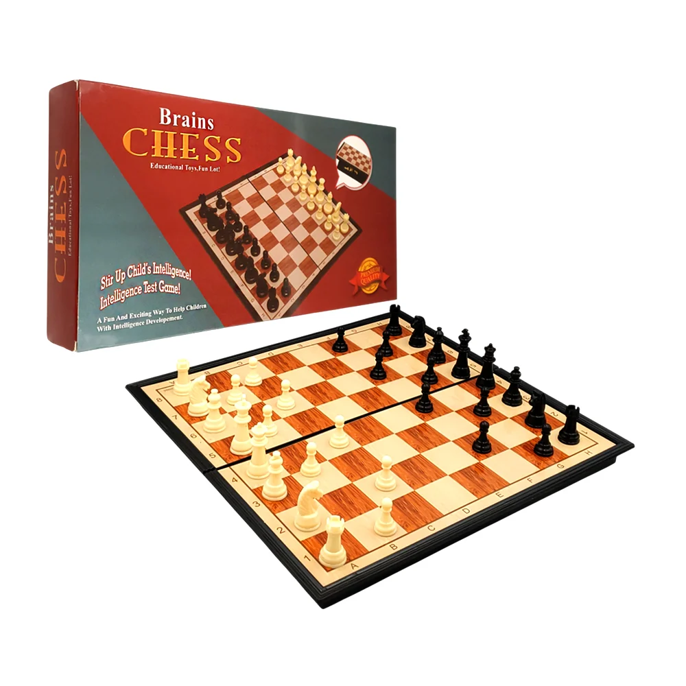 Juego de ajedrez 33.5x33.5 tablero plegable, diseño elegante y fichas magnéticas