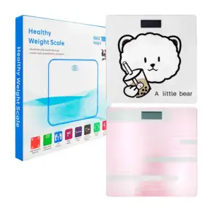 Báscula cuadrada de vidrio digital con estampado de personaje kawaii,…