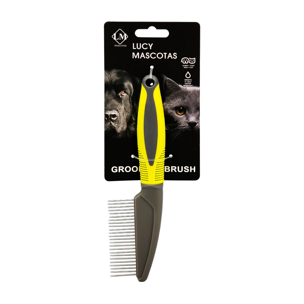 1pza Cepillo para mascotas metálico removedor de pelo bicolor / lucy …