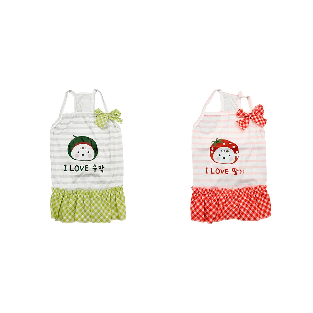 1pza Vestido para mascotas con moño y estampado animado y patrón de l…