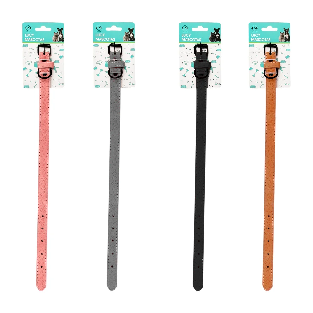1pza Collar para mascotas de 45cm estilo cuero con patrón de corazones