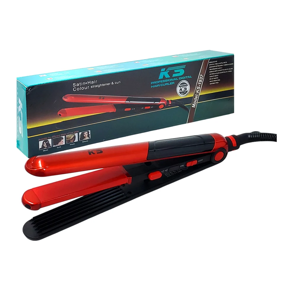 Plancha alaciadora y rizadora ks profesional con placas de cerámica /…
