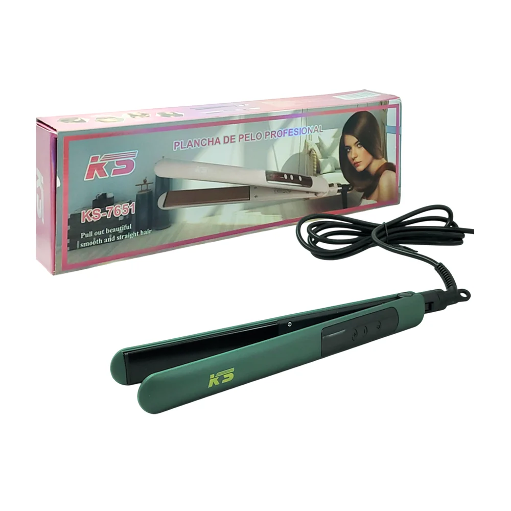 Plancha alaciadora profesional ks delgada con pantalla lcd, cable gir…