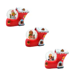 Mini figura decorativa, bota-casita nevada con bola de nieve y figura…