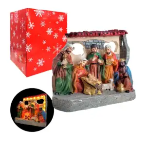 Adorno decorativo navideño, nacimiento de resina, con luz y musica / …