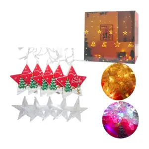 Guirnalda navideña tipo cascada multicolor con forma de estrellas / s…