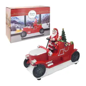 Carro navideño con santa claus y acompañante + luz, sonido y pino en …