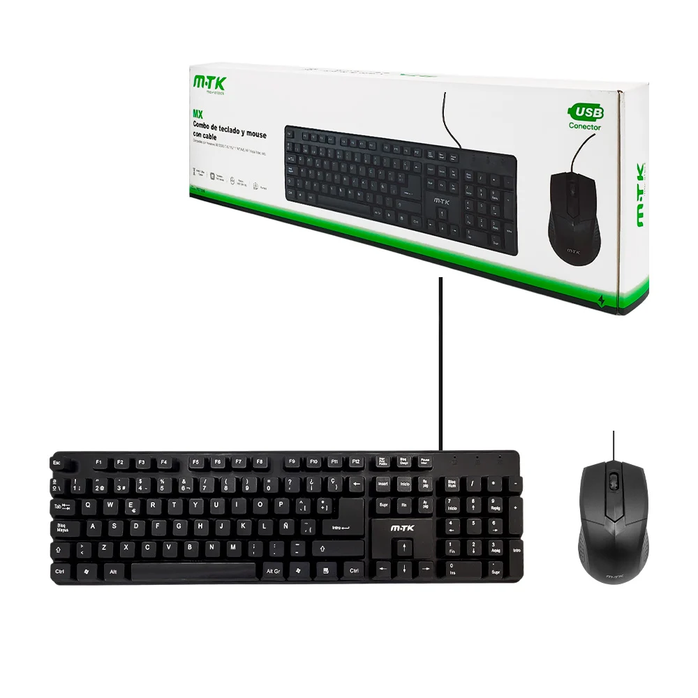 Blíster de teclado y mouse alámbricos con entrada usb, usos varios / …