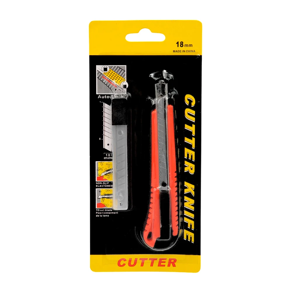 Cutter chico con hoja de 18mm + repuesto de navaja, antideslizante, v…