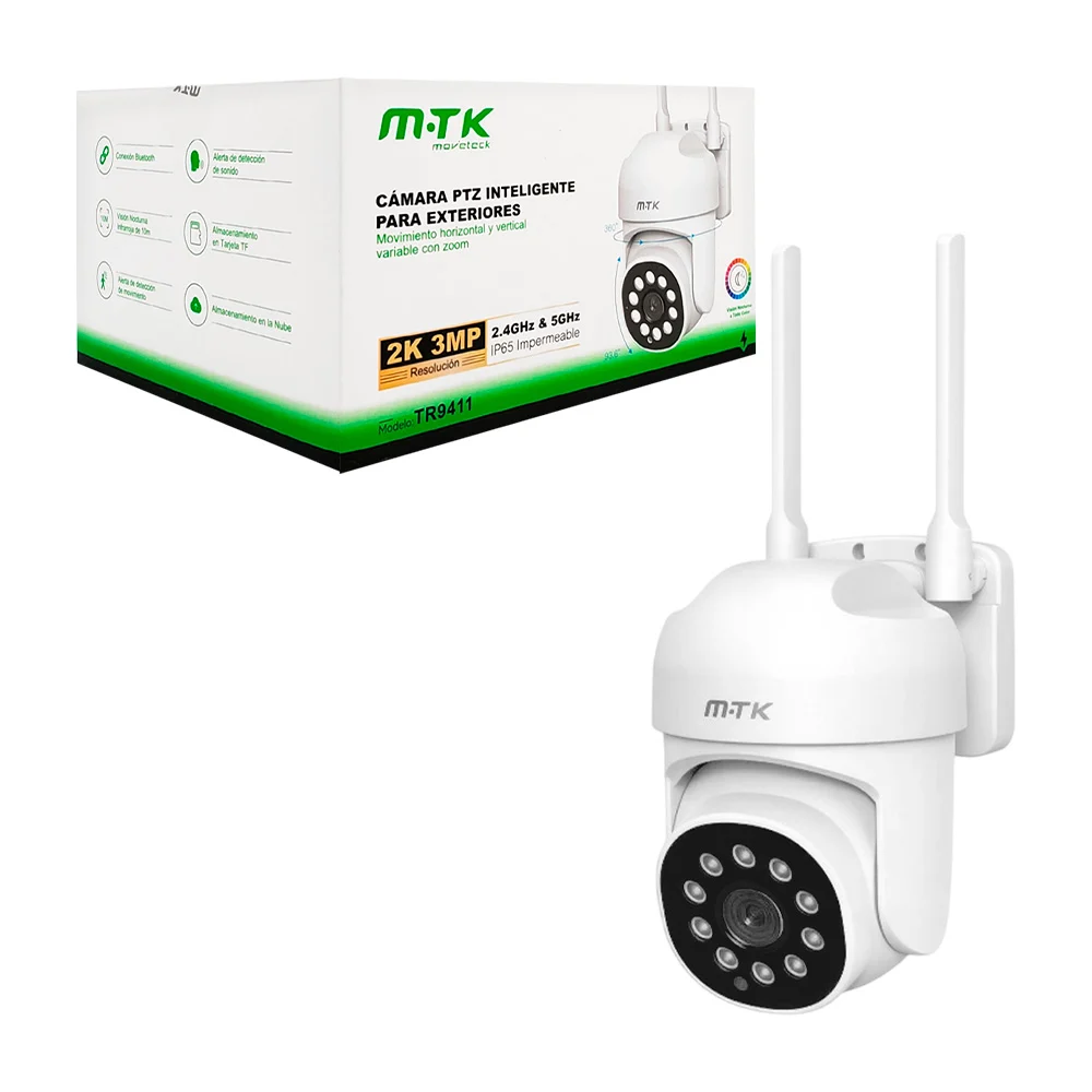 Cámara de exterior con antenas, giro en 360 y sensor de movimiento