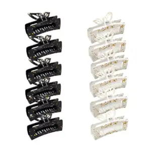 Paquete con 12 pinzas para el cabello, rectangulares, con detalles do…