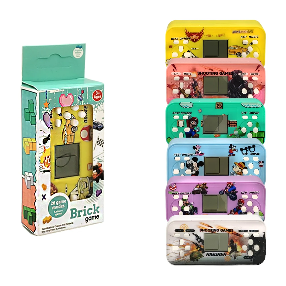 Mini brick game portátil tipo consola con 26 juegos, variedad de colo…