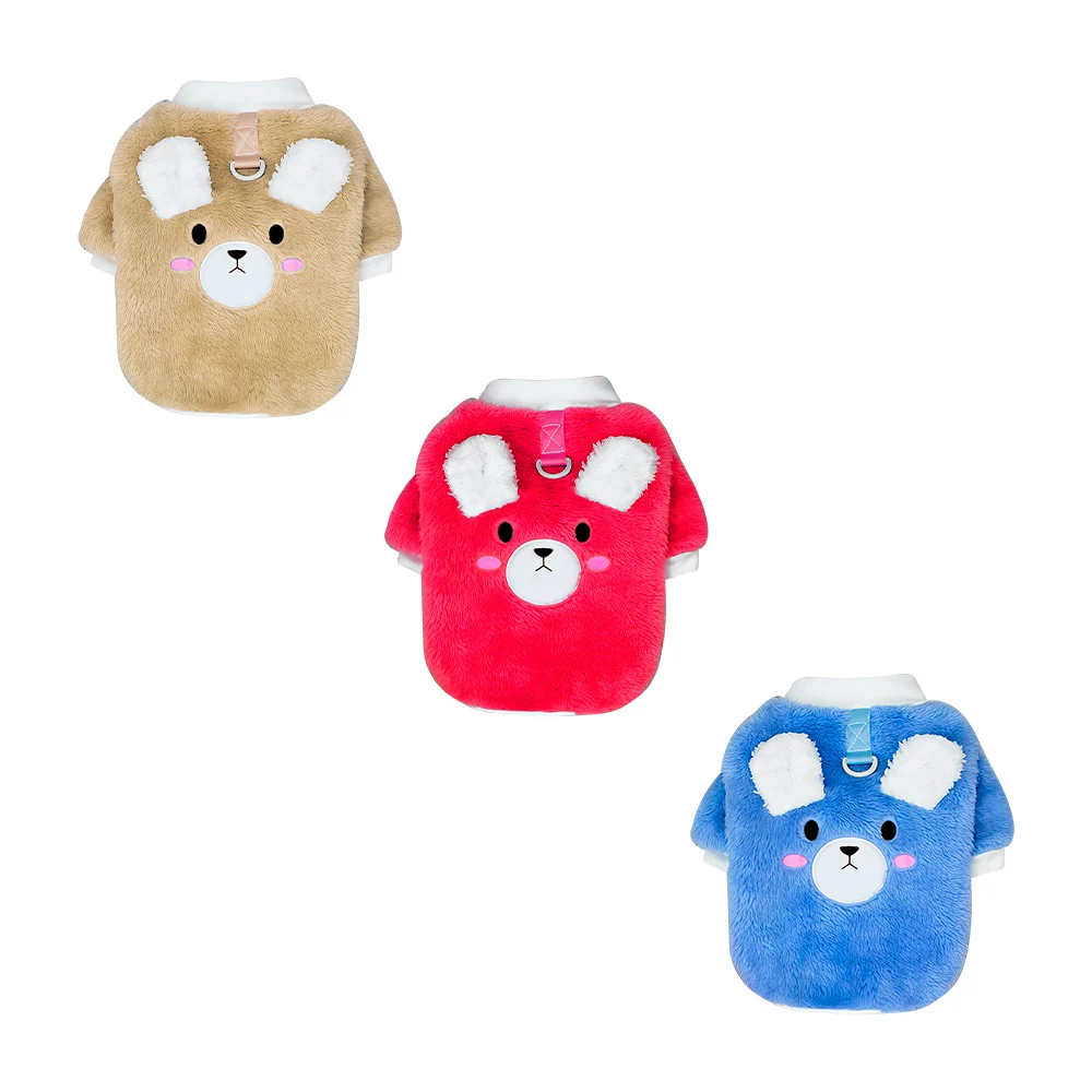 Suéter afelpado para mascotas, talla mediana, estampado de oso, tipo pechera