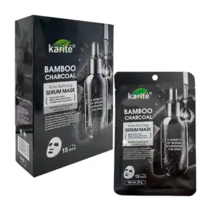 Paquete con 12 mascarillas karité faciales serum carbón de bambú / 1…