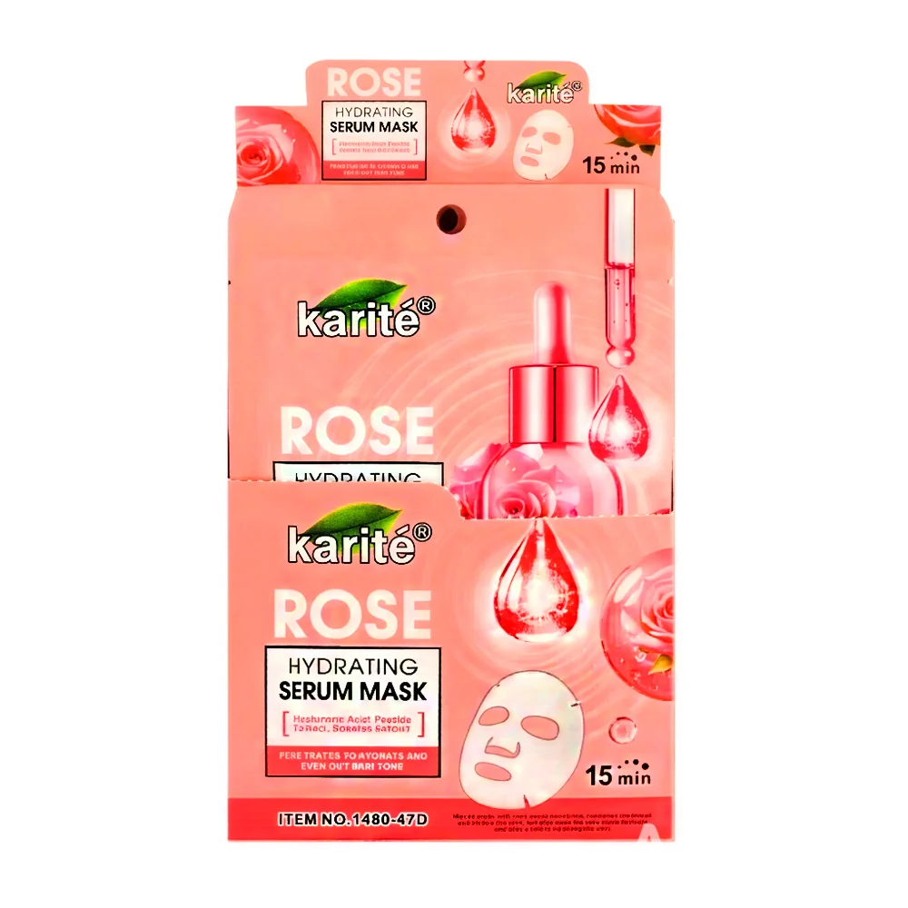 Caja con 12 mascarillas karite, hidratante con extracto suero de rosas