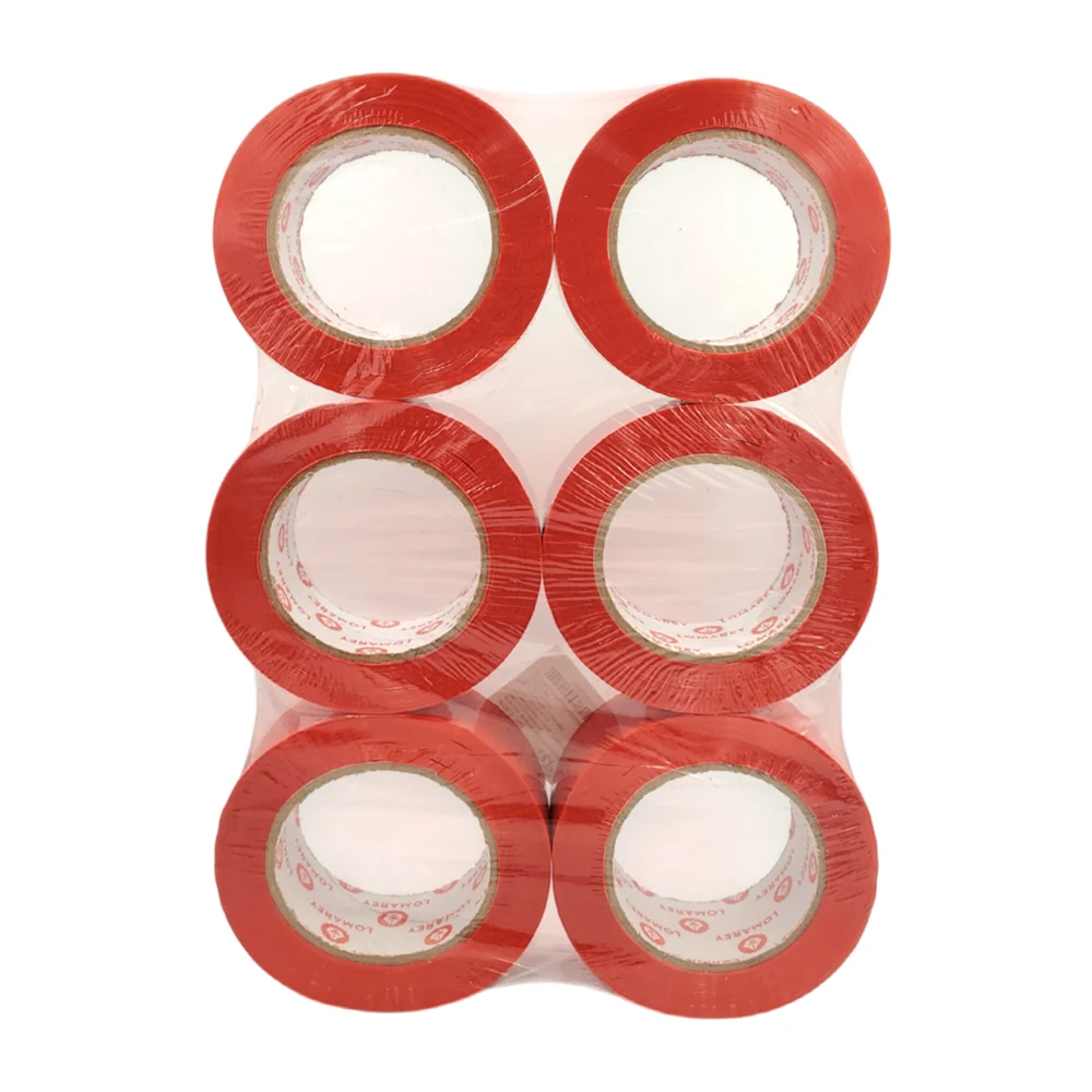 Paquete con 6 cintas rojas para empaque, 150m de largo / 150m