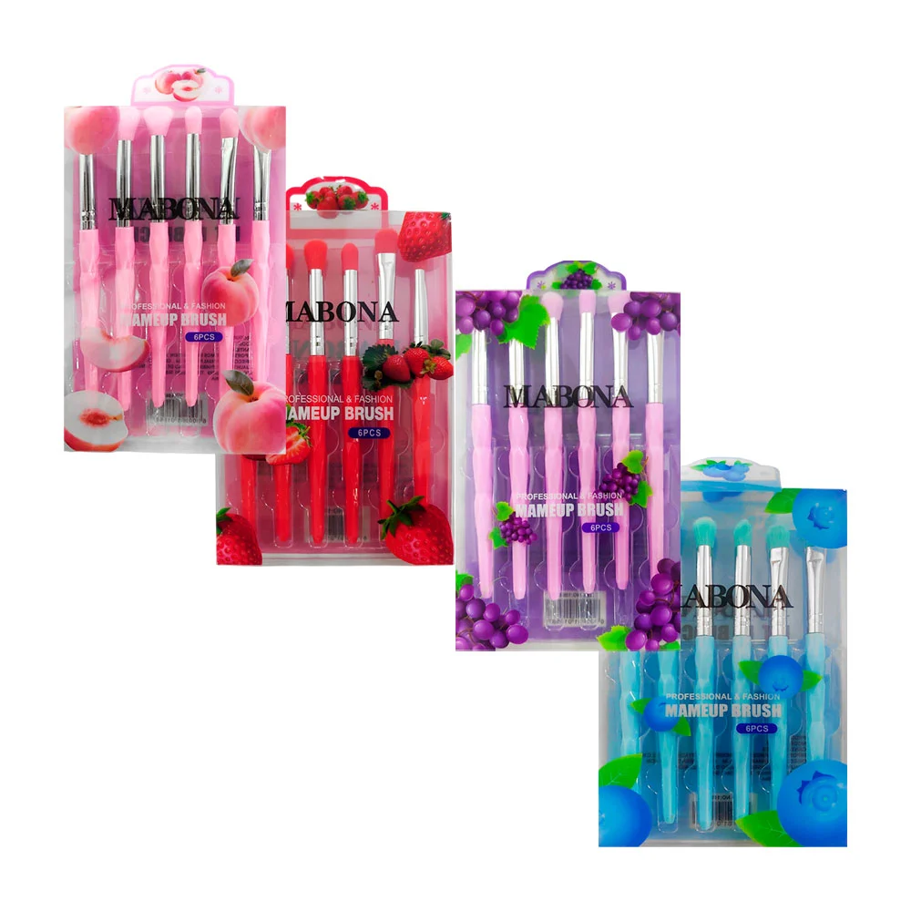 Paquete con 6 brochas, cerdas suaves y mango con relieve, color surtido