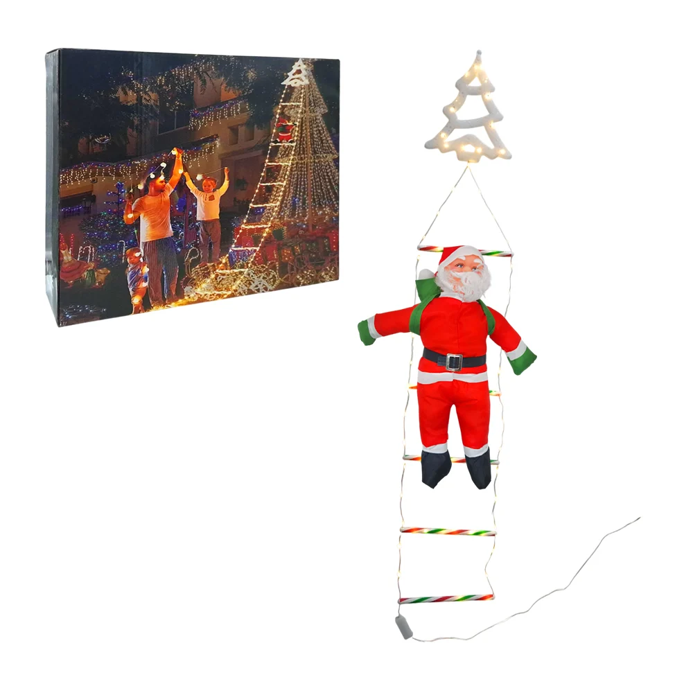 Serie decorativa de escalera, peldaños de caramelo y pino + santa cla…