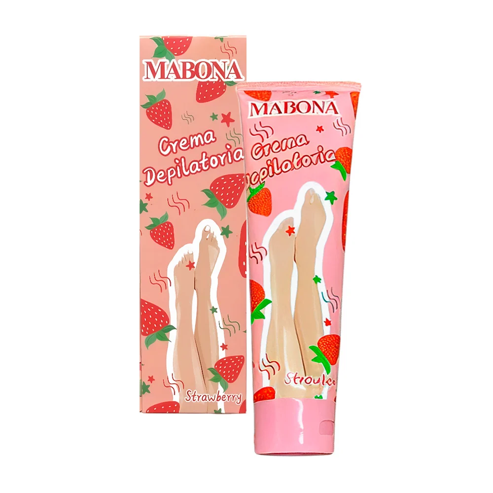 Crema depiladora mabona, con aroma a fresa + espátula, 100ml / mb-5889