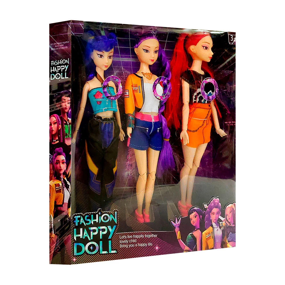 Paquete con 3 muñecas articuladas fashion happy doll con luces y músi…