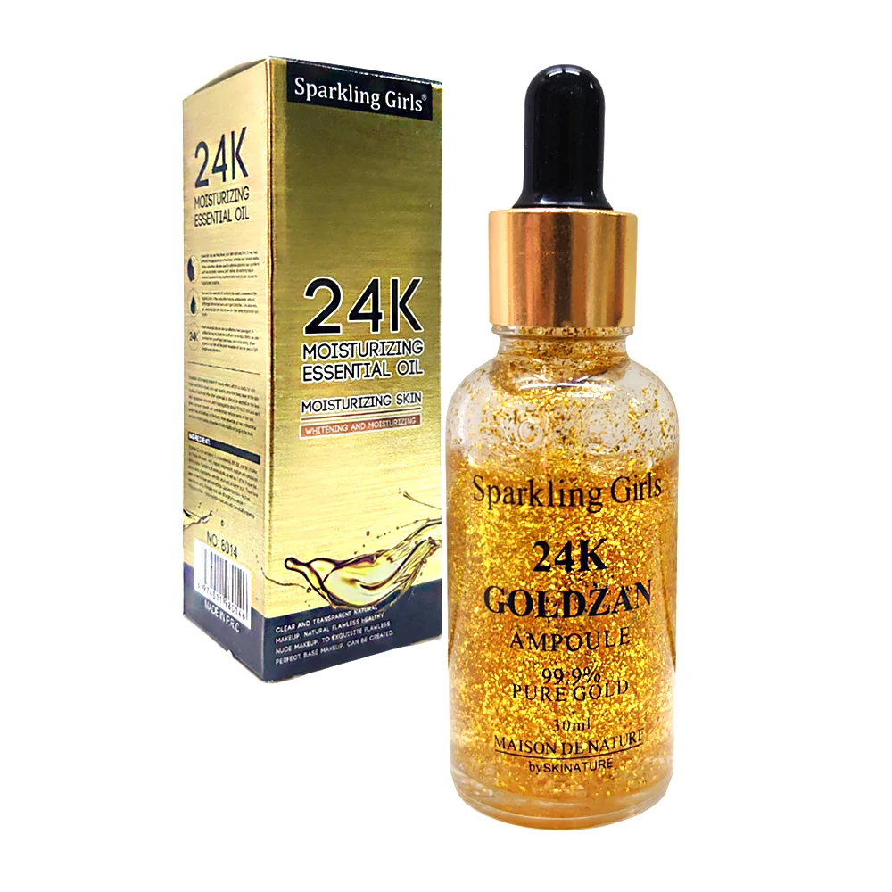 Aceite esencial 24k hidratante para la piel, 30ml, con destellos dora…