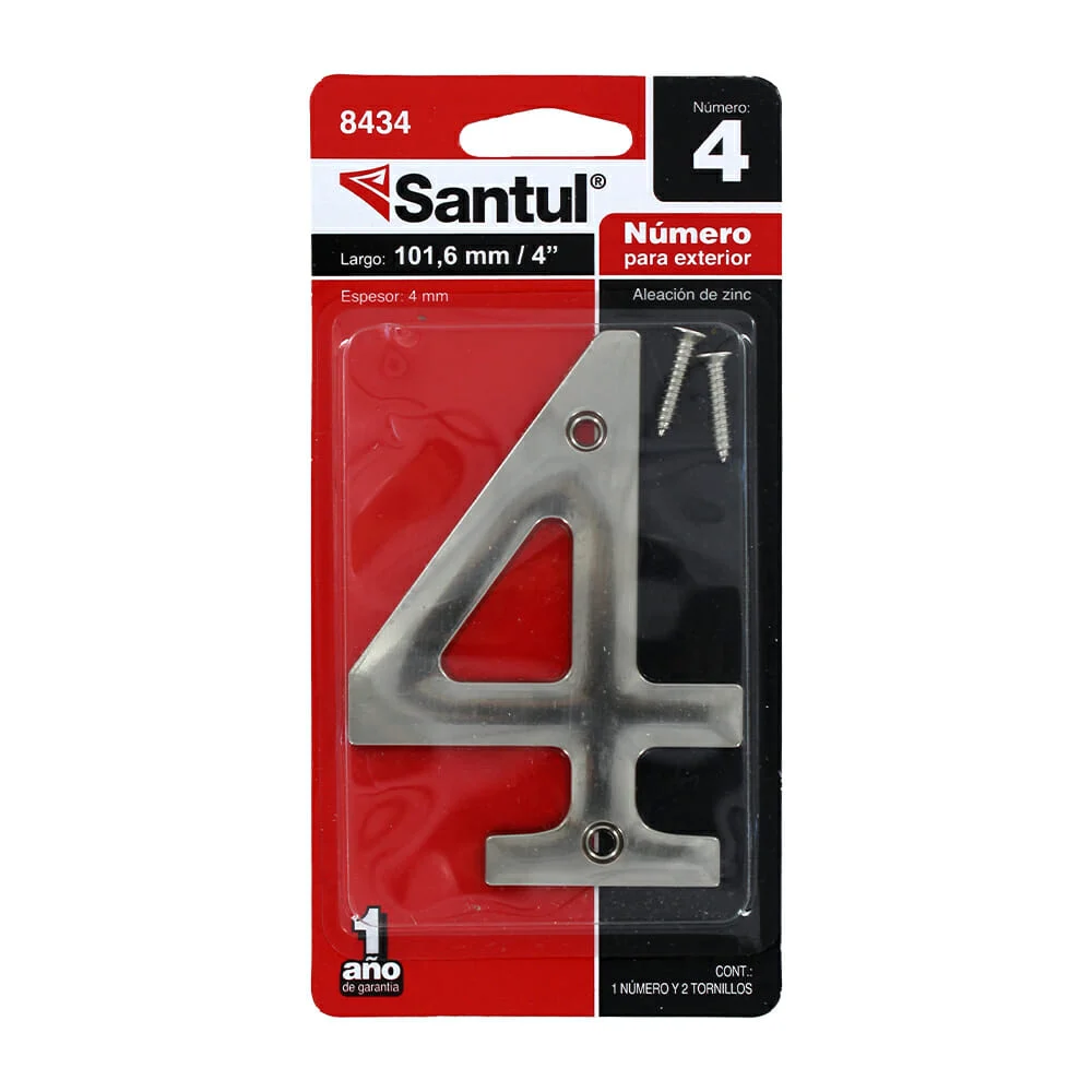 Placa metálica exterior santul de 4 pulgadas en forma de número 4 con…