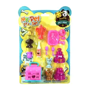 Blíster con 4 mini perritos de juguete + 12 accesorios, my pet playse…