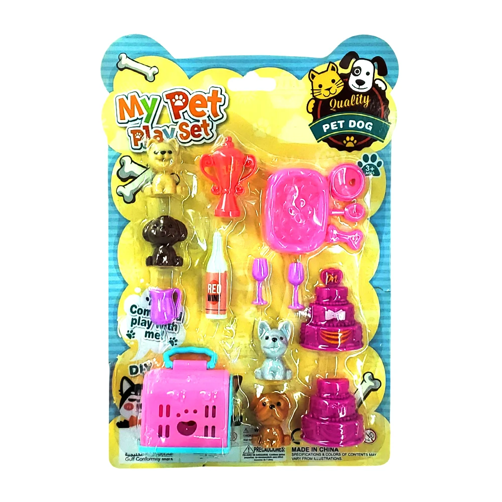 Blíster con 4 mini perritos de juguete + 12 accesorios, my pet playse…