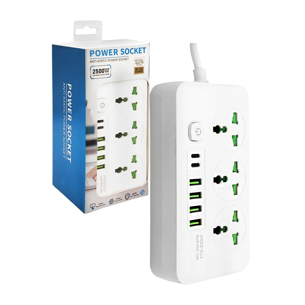 Multicontacto de pared 9 en 1 + botón de encendido para seguridad / 9…
