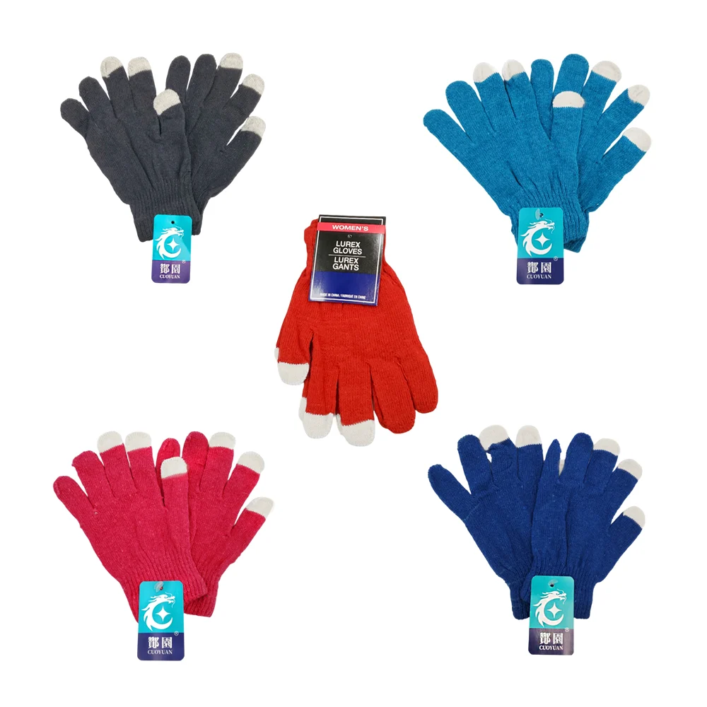Par de guantes tejido, variedad de colores con 3 dedos de color gris …