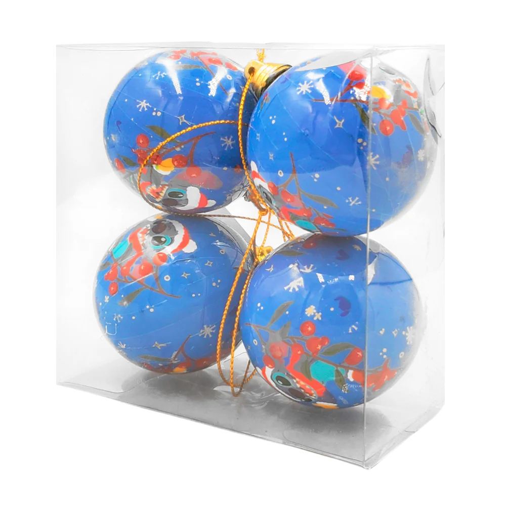 Paquete con 4 esferas navideñas de 6cm con estampado de stitch / ats-…