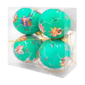 Paquete con 4 esferas navideñas de 6cm con estampado de mickey y amig…