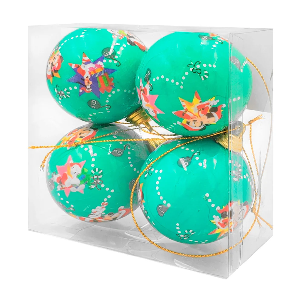 Paquete con 4 esferas navideñas de 6cm con estampado de mickey y amig…
