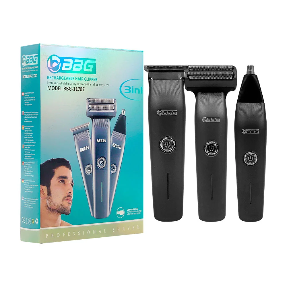 Máquina recargable para cortar el cabello 3 en 1, accesorios intercam…