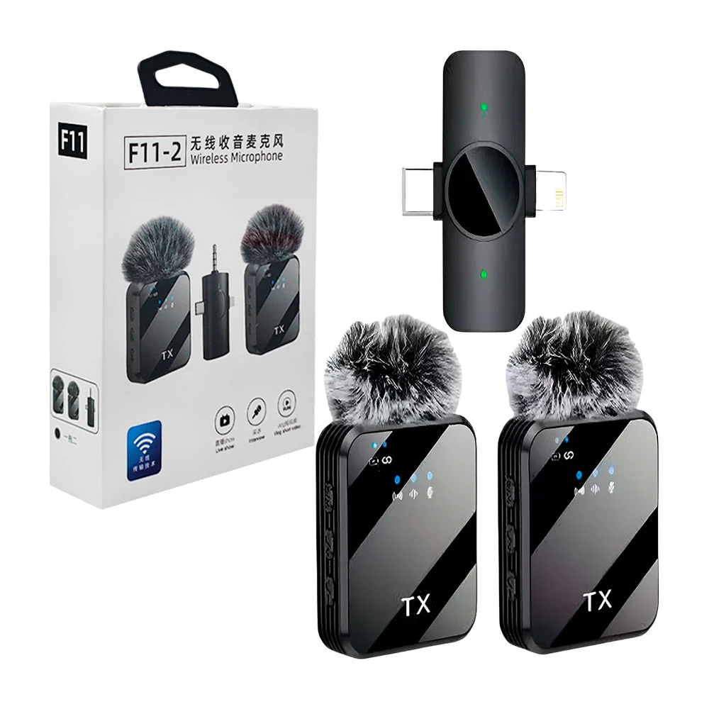 Par de micrófonos inalámbricos de solapa / f11-2 / f11 / wireless mic…