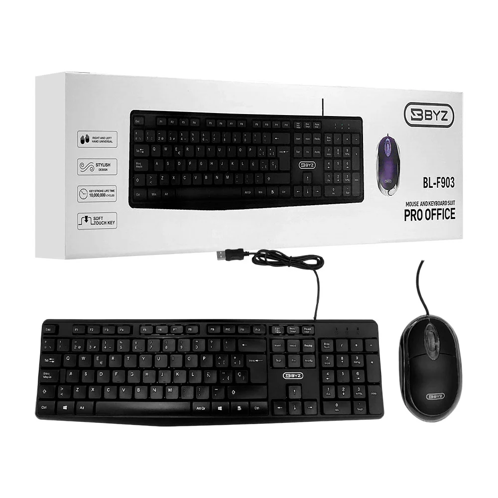 Set teclado y mouse alámbricos diseño para oficina con luz rgb