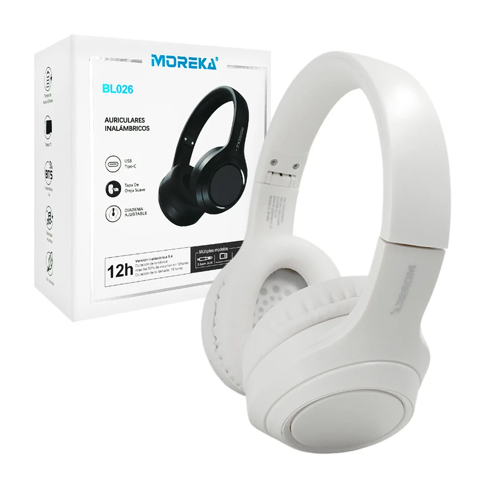 Audífono diadema inalámbrica, diseño ergonómico, entrada auxiliar, co…