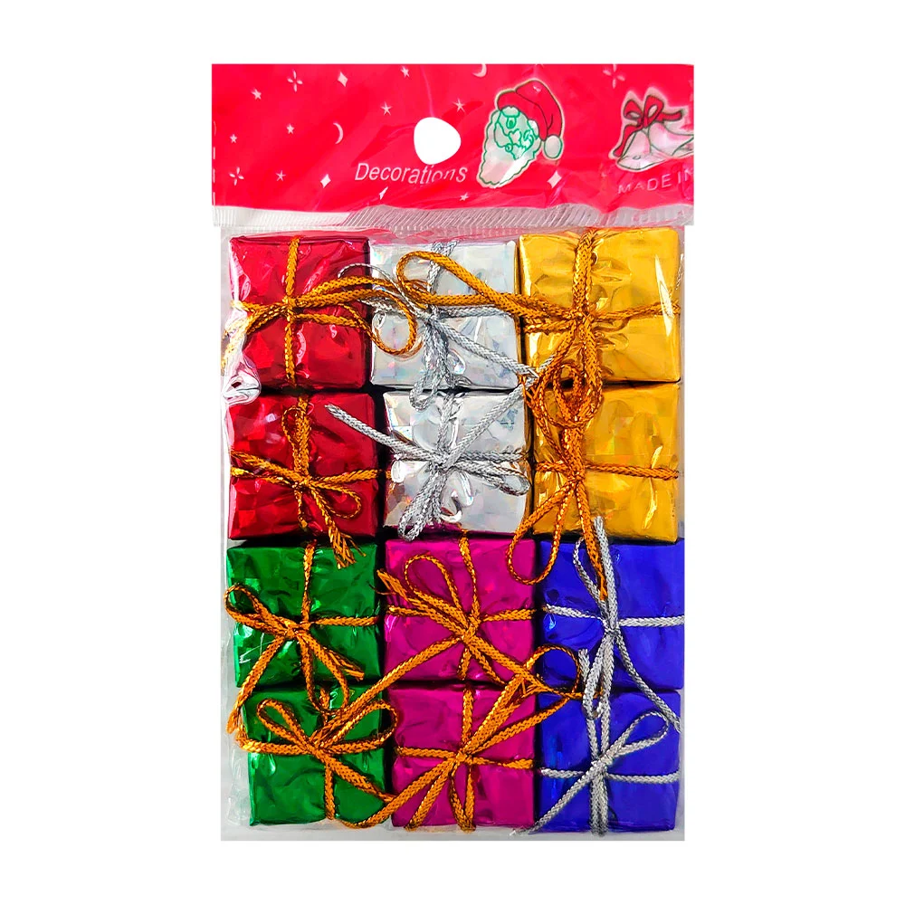 Paquete con 12 mini adornos navideños en forma de regalos, 2.5cm / bt-1091