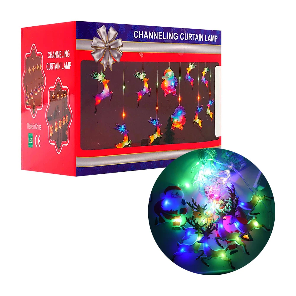 Serie navideña luz led multicolor en forma de cascada, 3m, con 2 sant…