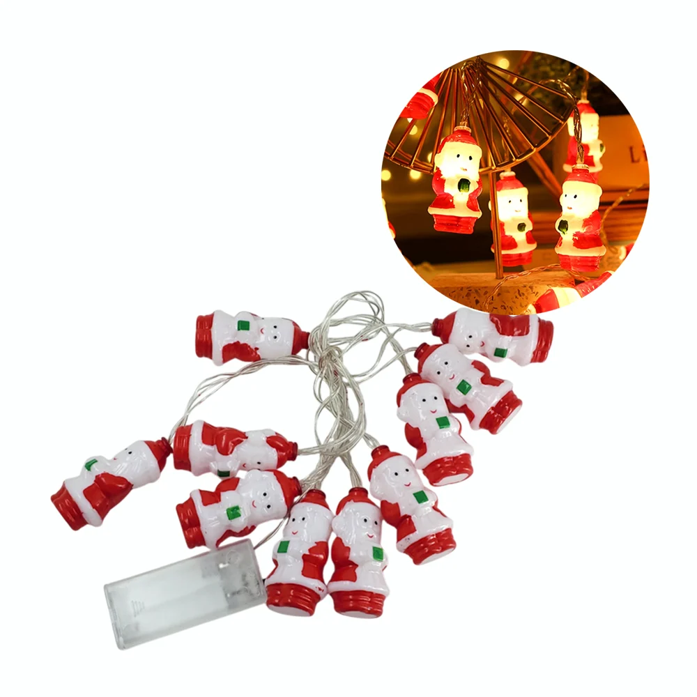 Serie navideña, 10 luces en forma de santa, 10cm, tono cálido, 2m / b…