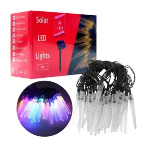 Serie solar de 30 luces led con forma de cono-relieve, tono multicolo…