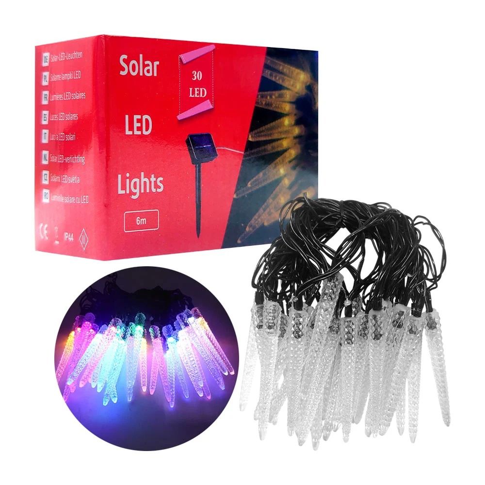 Serie solar de 30 luces led con forma de cono-relieve, tono multicolo…
