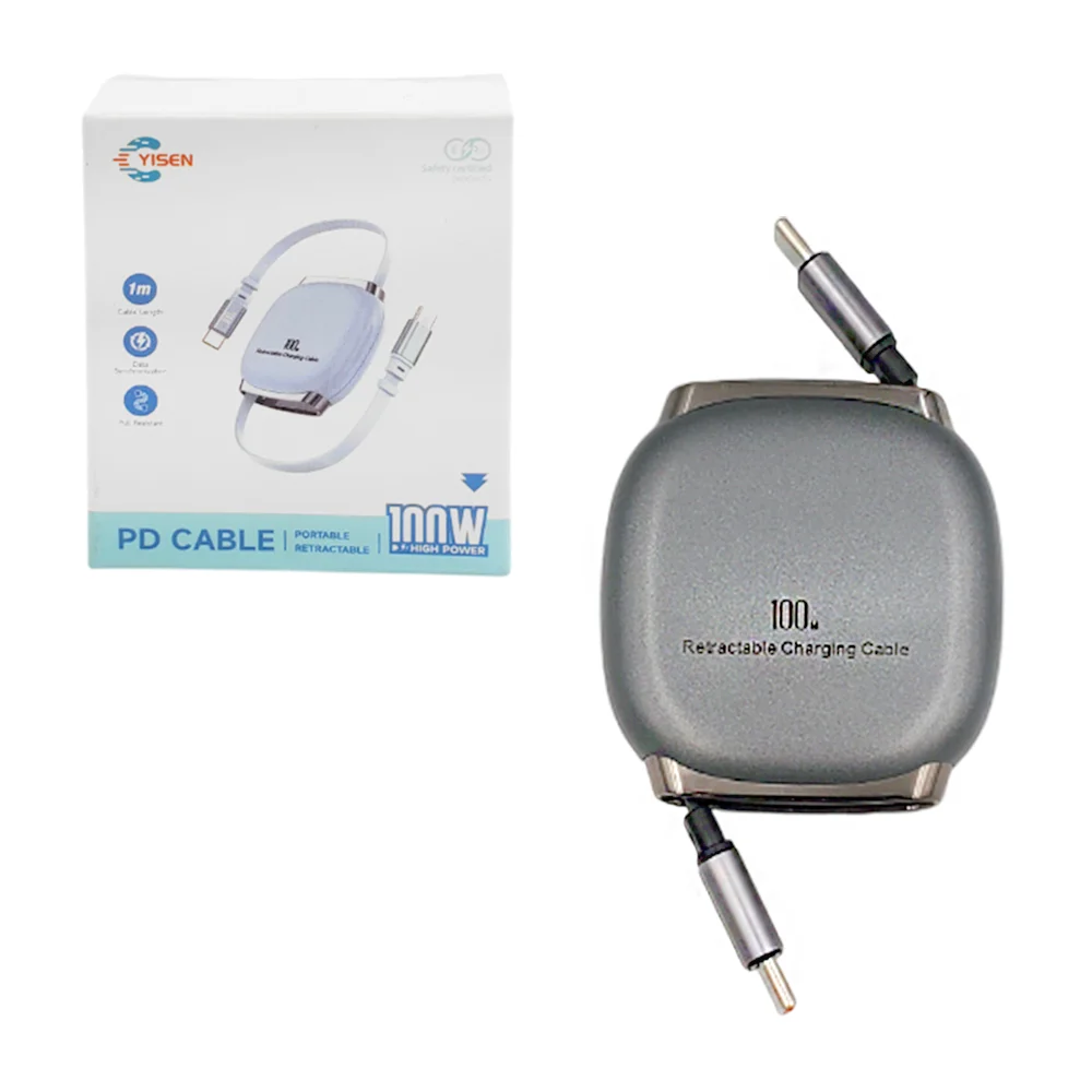 Cable cargador de carga rápida, 100w, extensible de 1mt, diseño compa…