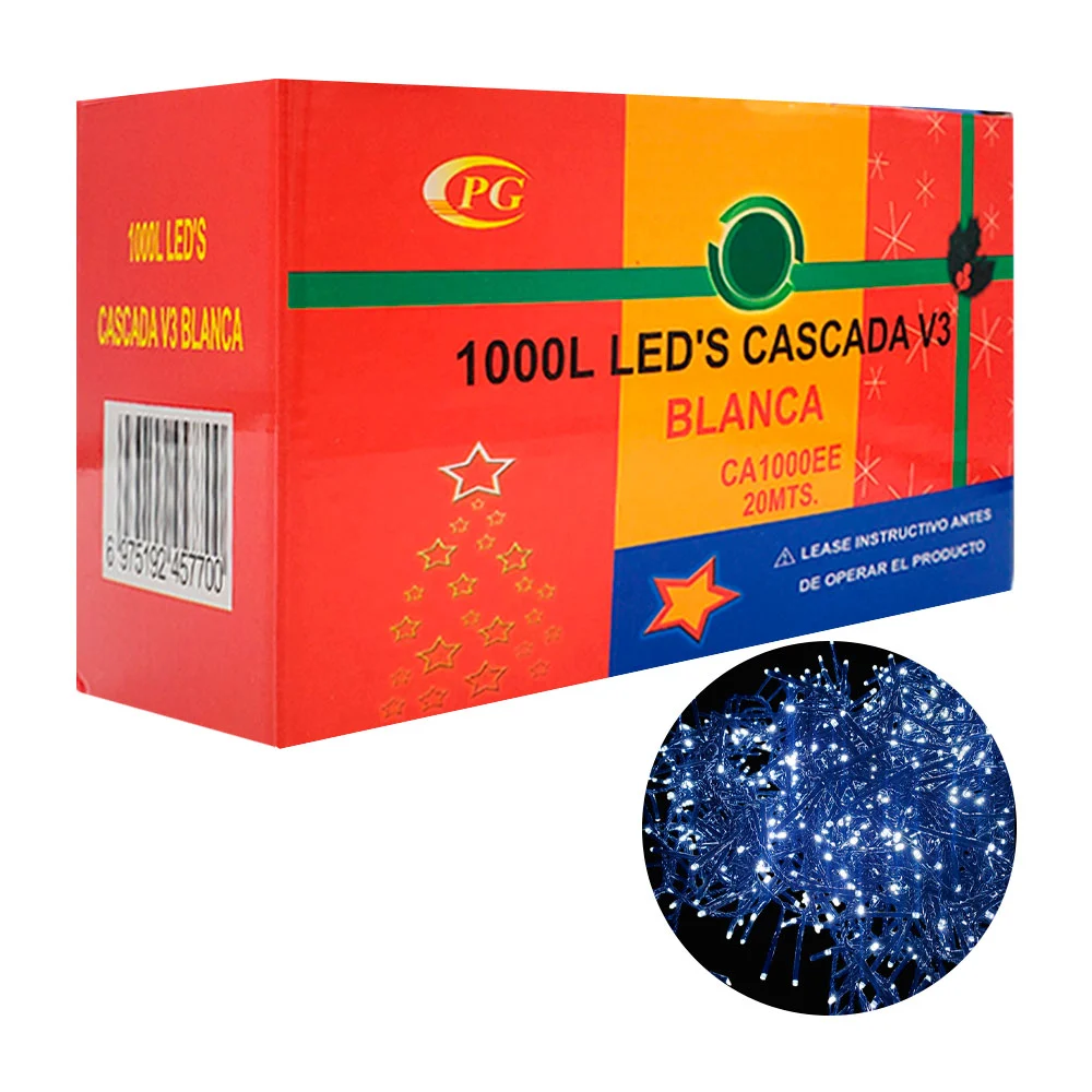 Serie decorativa de cascada, 1200 luces, 24mts en tono blanco / ca120…
