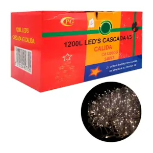 Serie decorativa de cascada, 24 metros con 1200 luces en tono cálido,…