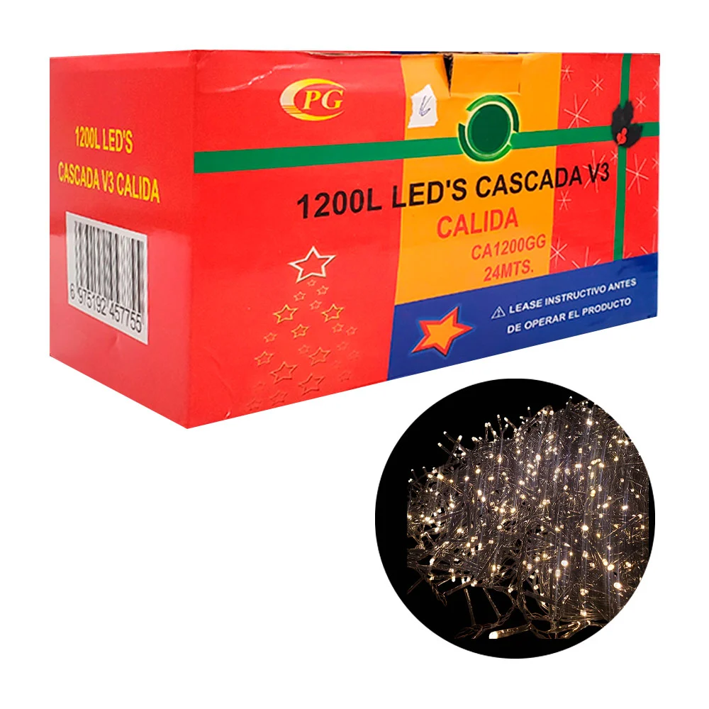 Serie decorativa de cascada, 24 metros con 1200 luces en tono cálido,…