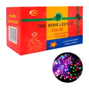 Serie decorativa, 700 luces multicolores, v8 con cable negro / ca7705e