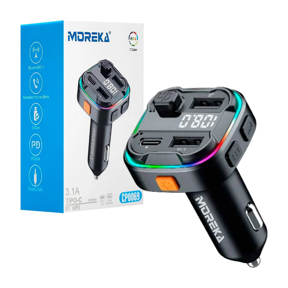 Plug cargador, manos libres, múltiples puertos de carga, luz rgb, mul…